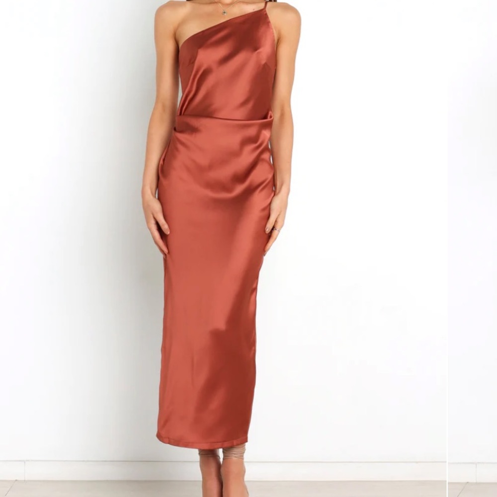 Petal and Pup rust satin dress